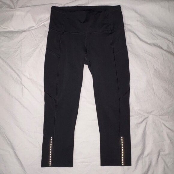 EXCELLENT Lululemon Fast & Free Crop II Nulux 19" Running Leggings Black Size 6 - Picture 9 of 10